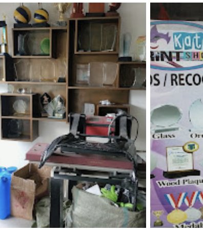 Sublimation press and workbench at Kats PrintShop